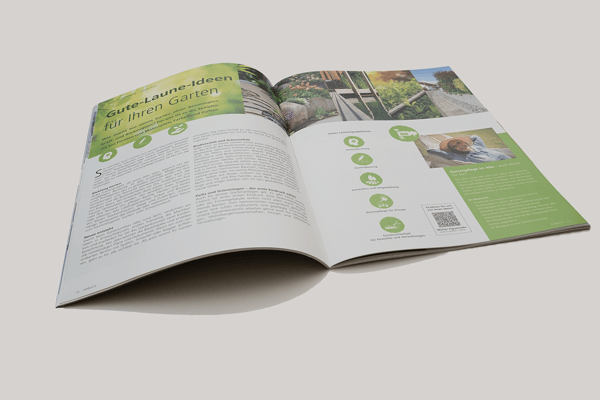 ETAGE Magazin mit aufgeschlagener Seite über Thema Gartenbau