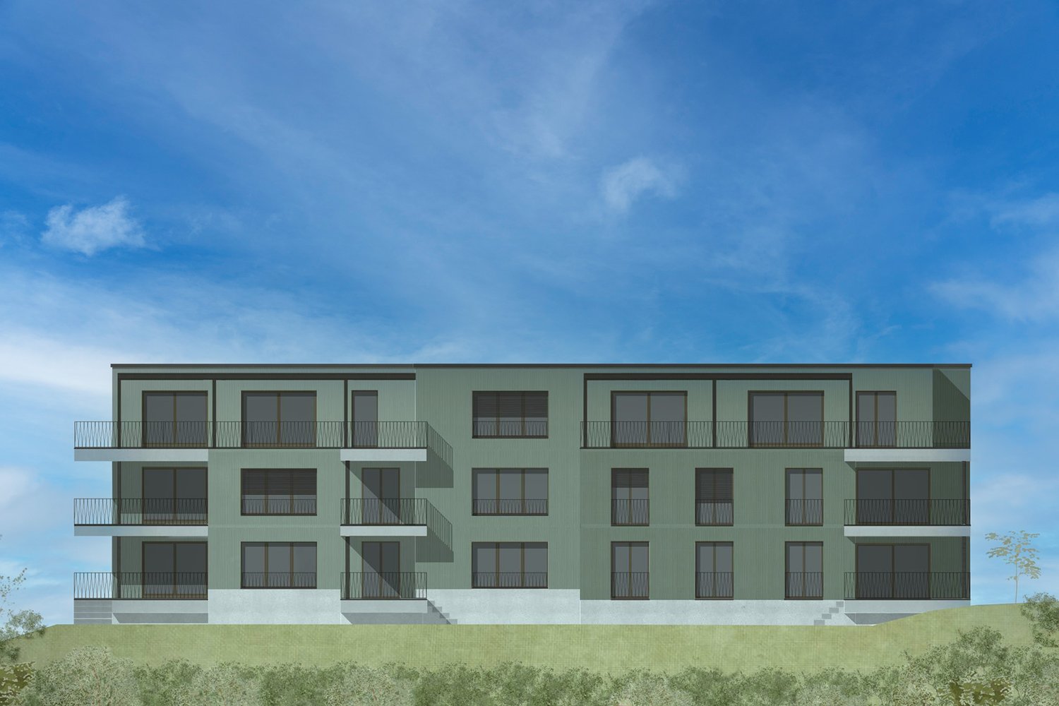 Südfassade des MFH in Ebikon