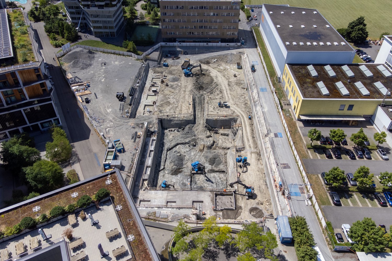 Baugrube Suurstoffi in Rotkreuz - Drohenaufnahme