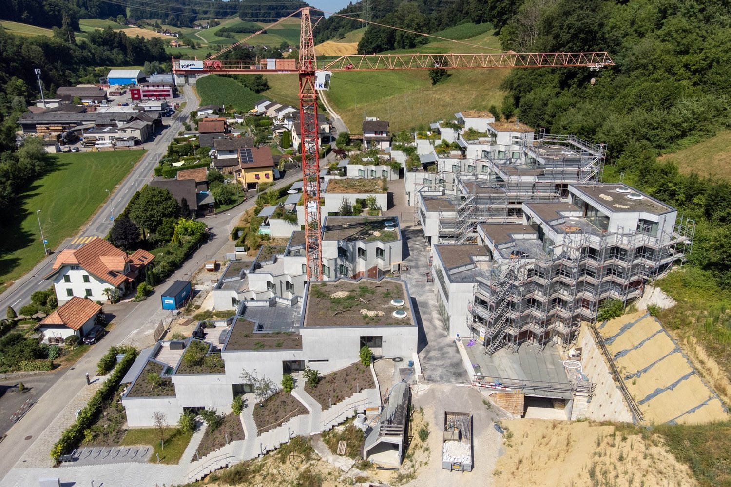 Drohnenaufnahme der Überbauung Sommerhalde in Uerkheim